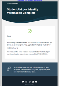 Screenshot of the Identity Verification email - English
